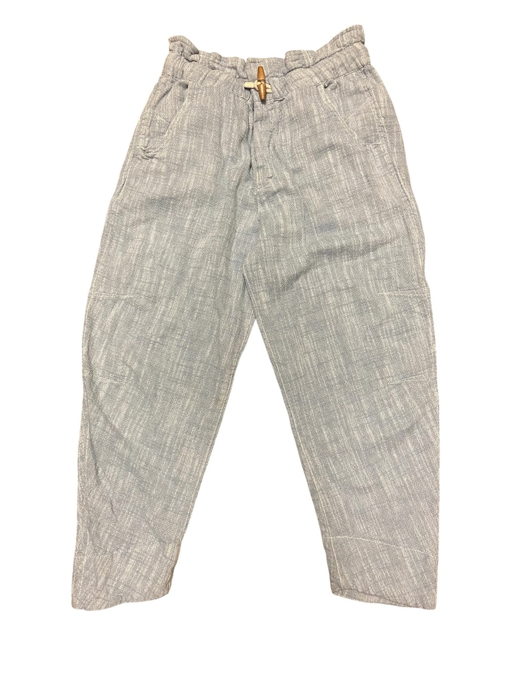 Free People Paradise Linen Blend Chambray Ankle/Crop Pants Size XS Coastal Beach - Picture 13 of 15